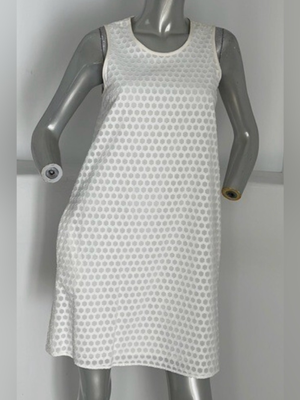 Calvin Klein White Polka Dot Sleeveless Shift Dress